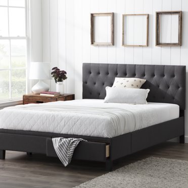 DG Casa Argo Tufted Upholstered Panel Bed Frame with Storage Drawers ...