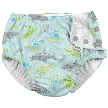 i Play Boys Reusable Absorbent Baby Swim Diapers Navy Fish Geo 6 Months