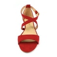 thumbnail image 2 of BURUDANI Women's Casual Dress Shoes Ankle Strap Low Wedge Sandals Fashion Open Toe Sandals RED/SUEDE Size 6.5 wide available, 2 of 2
