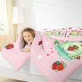 thumbnail image 5 of Feelyou Kawaii Green Frog Bedding Comforter Set for Kids, Cartoon Strawberry Fruit Twin Comforter Sets, Girly Pink Buffalo Reversible Bedding Set, Lightweight Room Decor, 2-Piece, 5 of 9