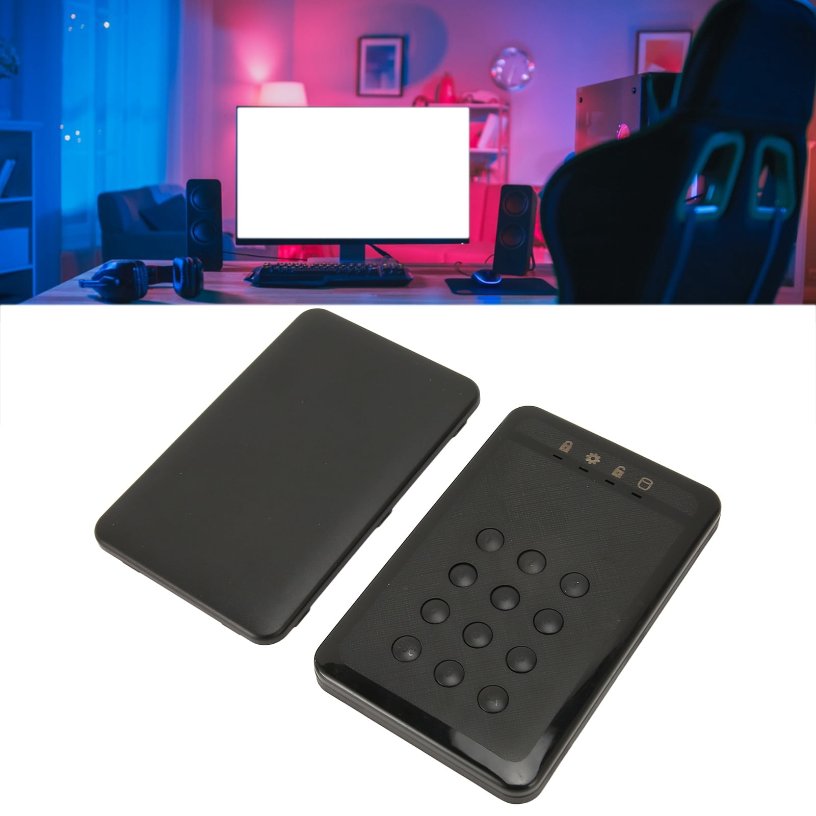 Encrypted External Hard Drive Enclosure, External Hard Drive Enclosure 2.5inch Plug and Play Waterproof USB3.0 High Speed Transfer  for Laptop