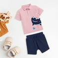 thumbnail image 2 of Otqutp Kids Beach Clothing Sets Boy's Cute Cartoon Short Sleeve Shorts Casual Summer For Children To Lapel Boys Set Home And Outdoor Activities, 2 of 5