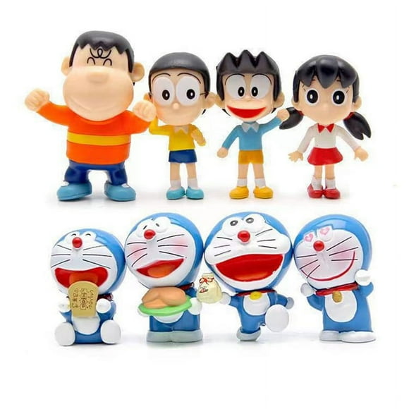 8PCS Set Japan Anime Doraemon Mini Figure Model Toys Sue Nobi Dorami Plastic PVC Collection Decal Props Cute Doll