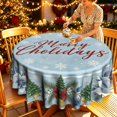 Pale Blue Base Cursive Merry Holidays Script Pine Tree Snowflake ...