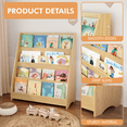 thumbnail image 4 of 4 Tier Montessori Bookshelf, Kids Open Wooden Bookshelf, Toddler Sling Bookcase, Triangular Structure, Rounded Corner Design, Children Front Facing Book Shelf for Nursery, Playroom, and Classroom, 4 of 9