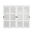 thumbnail image 3 of 96'' x 96'' Bypass Sliding Closet Door, 3 Panel Tempered Frosted Glass & White Smooth Paintable Frame, Pre-assembled Door Panels with Black Handles, 3 of 12