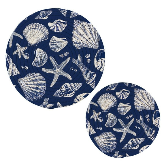 Sea Shells Seastars Pot Holders Set Trivets Hot Pads Cotton Mats for Cooking