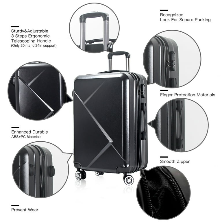 PARA JOHN Travel Luggage Suitcase Set of 3 - Trolley Bag, Carry On Hand  Cabin Luggage Bag - Lightweight Travel Bags with 360 Durable 4 Spinner  Wheels - Hard Shell Luggage Spinner - (