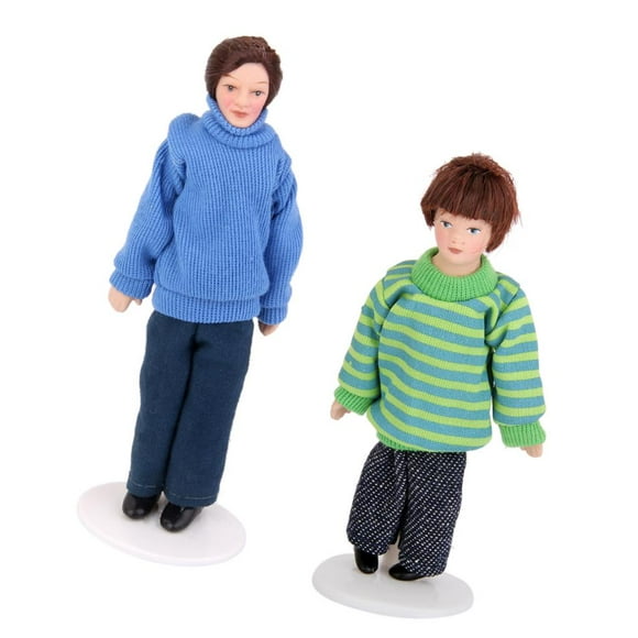 Decoración de cabello niño joven en suéter azul W. Stands Yotijar Muñecas de porcelana Boy