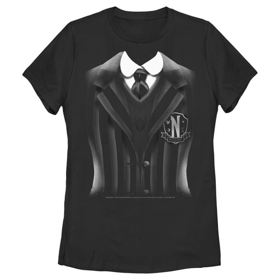 Women's Wednesday Nevermore Academy Uniform Graphic Tee Black 2X Large