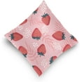 thumbnail image 5 of GZHJMY Strawberry Pink Floral Pillow Cover 20 x 20 Inch, Soft Decorative Cushion Case Square Throw Pillow Cover for Sofa Living Room Couch Home Decor, 5 of 7