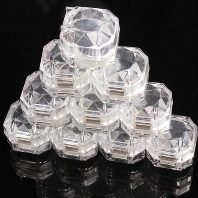 Caja de almacenamiento de joyería, organizador de exhibición de pendientes de anillo transparente acrílico, estuche de regalo (blanco) para artículos pequeños, 20 Uds.