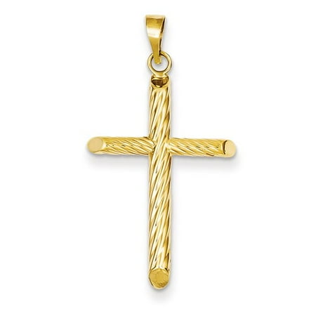 14k Yellow Gold Hollow Latin Cross Pendant