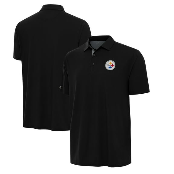 Men's Antigua Black/Gray Pittsburgh Steelers Era Polo