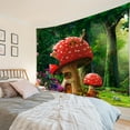 thumbnail image 2 of HVEST Red Mushroom Castle Tapestry Green Forest with Colorful Flower Natural Plant Aesthetics Wall Hanging Tapestry for Bedroom Living Room Dorm Party Wall Decor,80X60 Inches, 2 of 7