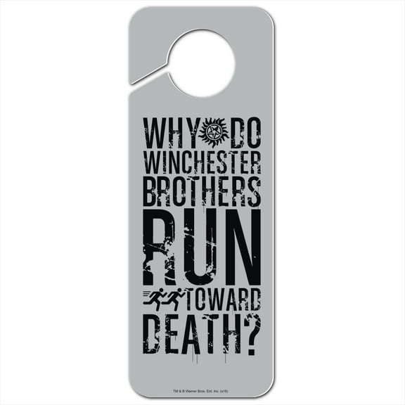 Supernatural Winchesters Run Toward Death Plastic Door Knob Hanger Sign