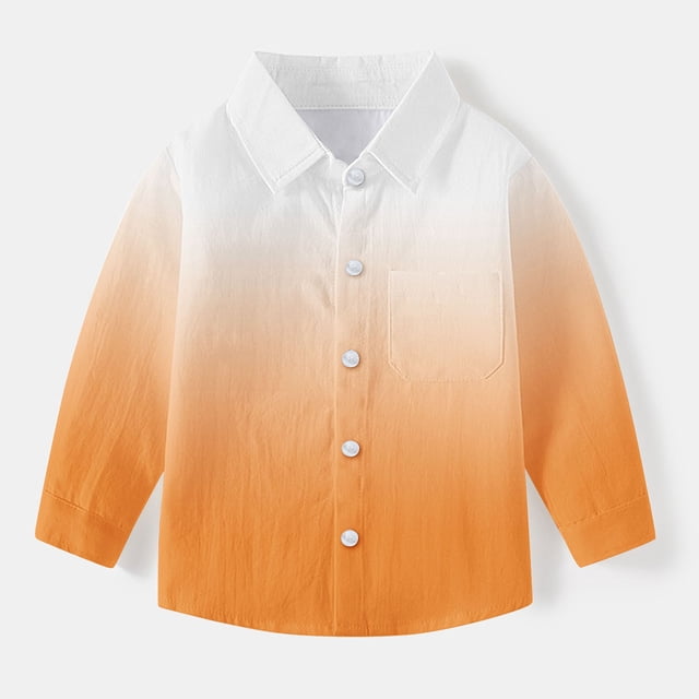 YUNAFFT Unisex Kids Uniform Shirt Gradual Color Pockets Long Sleeve Stretch Comfy 6M-8Y