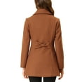 thumbnail image 3 of INSPIRE CHIC Women's Turn-Down Collar Single Breasted Outwear Winter Coat with Pockets S Brown, 3 of 7