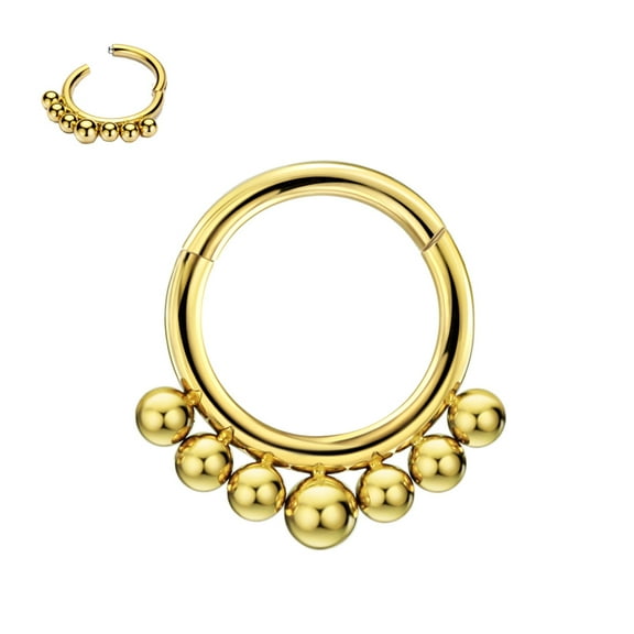 16g Septum Jewelry 16 gauge Septum Rings for Women Gold Plated Surgical Steel Septum Hoop 8mm Beaded Daith Piercing Jewelry