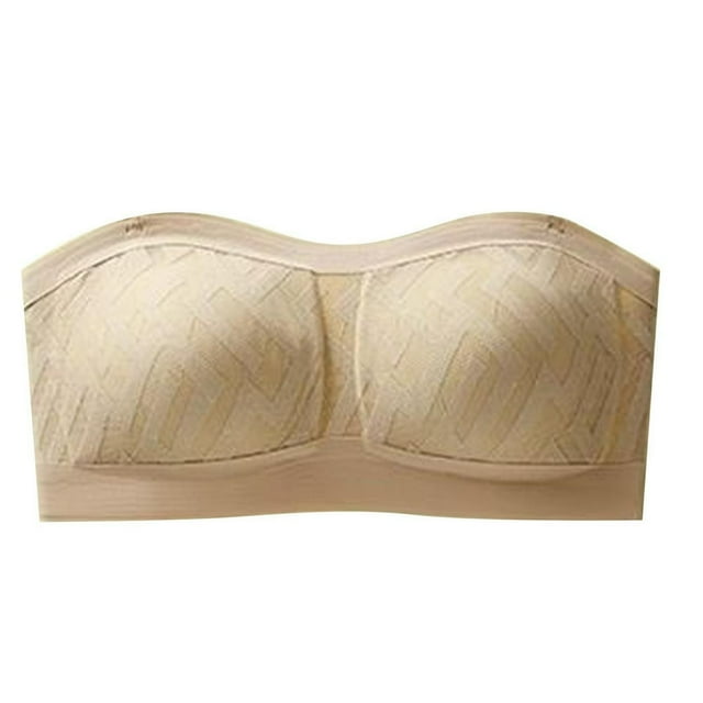 Women‘s Solid Color Strapless Bra Enhanced Bust Appearance Non Slip Thin Bandeau Push Up Bra