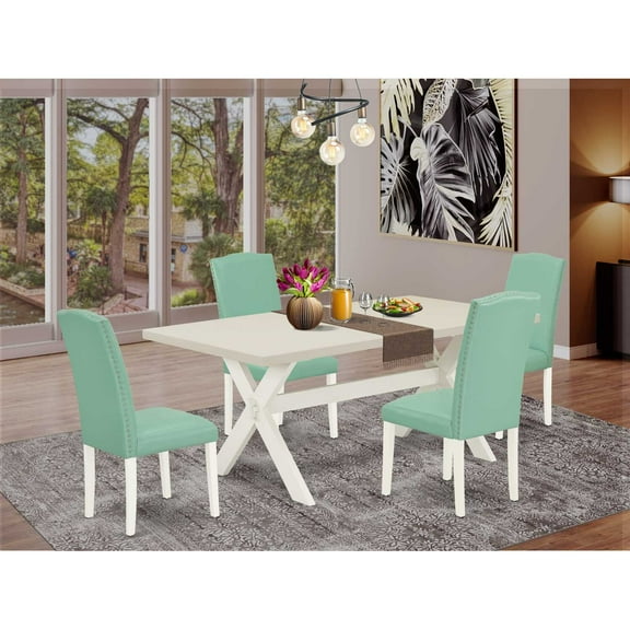 East West Furniture X-Style 5-piece Wood Dining Set in White/Luxurious Pound