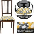 thumbnail image 2 of Seat Covers for Dining Room Chairs Stretch Printed Chair Seat Covers Set of 6, Removable Washable Upholstered Chair Seat Protector Cushion Slipcovers for Kitchen, Office(Yellow Geometric), 2 of 6