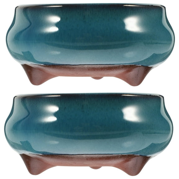 Worgeous  2 Pcs Purple Clay Flower Pot Garden Succulent Planter Drainage Plants