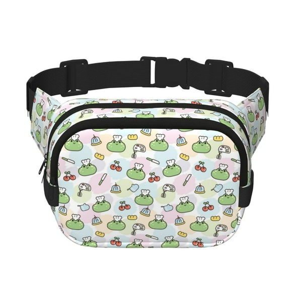 Disketp Frog Wear Chef Hat Riñonera de Doble Capa, Bolsa de Cintura Ajustable para Viajes, Correr y Senderismo, Riñonera Ligera para Hombre y Mujer