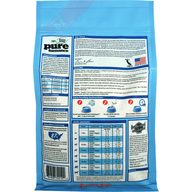 Grandma Lucy s Pureformance Grain Free Fish Freeze Dried Dog Food