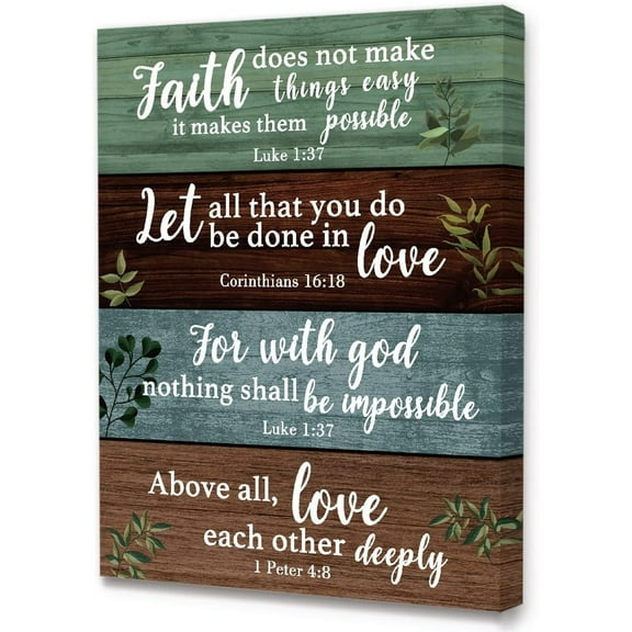 Retro Rustic Christian Bible Canvas Wall Art,Motivational Scripture Art Canvas Prints Framed Wall Artwork Ready to Hang For Christian Home Bedroom Office Church Religious Wall Decor-12x16 Inches