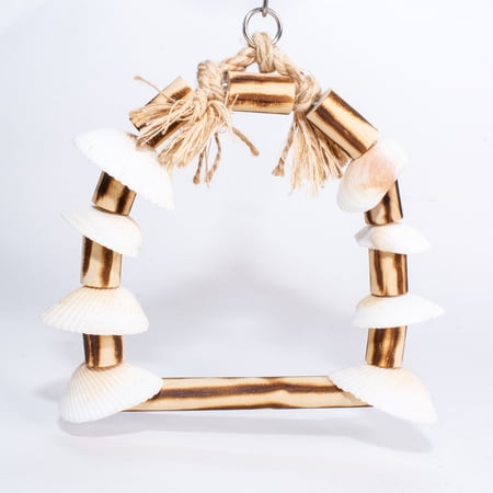 Penn-Plax Bird Life Wood & Shells Swing – Made from Natural & Safe Materials – Great For Small Birds
