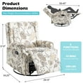 thumbnail image 5 of UIXE Swivel Rocker Recliner Chair, Manual Nursery Glider Recliner, Floral Fabric Wingback Accent Chair with Adjustable Backrest & Footrest for Small Spaces Living Room Bedroom, Plants Beige, 5 of 8