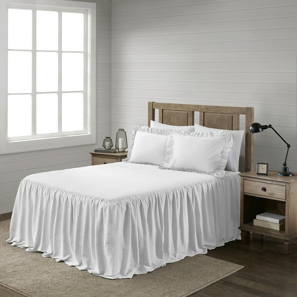 Ruffle Skirted Bedspread Set, White Ruffle King Bedspread