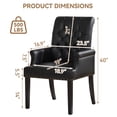 thumbnail image 3 of Leather Dining Chair with Arms, Upholstered Tufted High Back Dining Room Chairs, Accent Armchair with Solid Wood Leg and Nailhead Trim, Black, 3 of 8