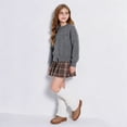 thumbnail image 2 of GobdXE Girls Solid Round Neck Relax Long Sleeve Rib Hem Casual Knit Pullover Grey,9-10 Years, 2 of 5