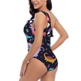 thumbnail image 4 of Pofeuu Cartoon Dinosaur Print Women's One Piece Swimsuits One Shoulder Swimwear Asymmetric Ruffle Monokinis Bathing Suits-Small, 4 of 6