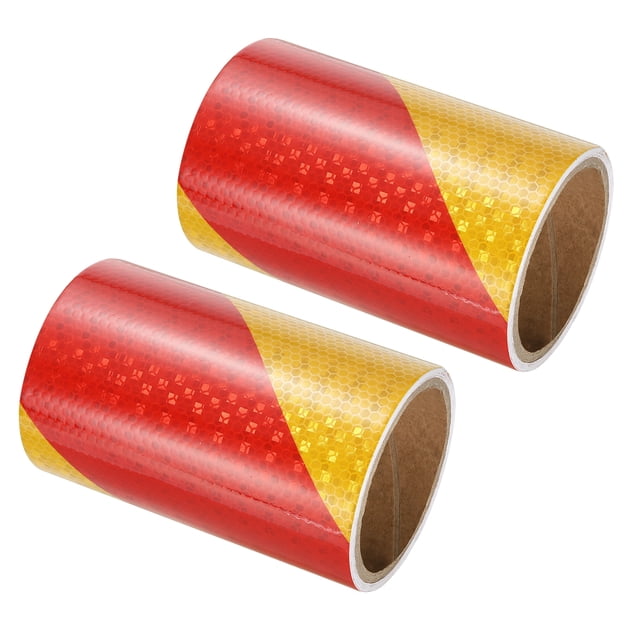 Unique Bargains Ruban Réfléchissant, 2 Rouleaux 4 Pouces x 10 Pieds Ruban Adhésif Étanche pour Remorques, Rouge Jaune