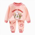 thumbnail image 4 of TOWED22 Toddler Infant Baby Girl Boy Outfits Long Sleeve Crewneck Tee Casual Joggers Pants 2pcs Fall Winter Clothes Clothing Set(Watermelon Red,5-6 Y), 4 of 5