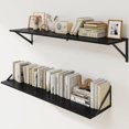 thumbnail image 1 of Rustic Floating Shelves for Wall W x D Wood Deep Wall Shelves Set of Wide Floating Bookshelf for Living Room Kitchen Office Bedroom Storage & Decoration wi, 1 of 8
