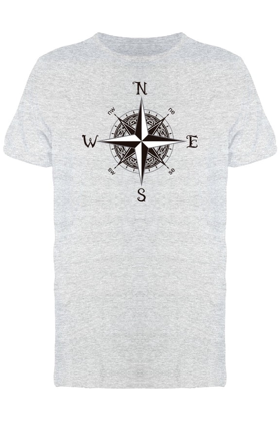 Compass Wind Rose Tattoo Style T-Shirt Men -Image by Shutterstock, Male Small