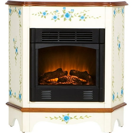 Claire Petite Electric Fireplace, White Handpainted