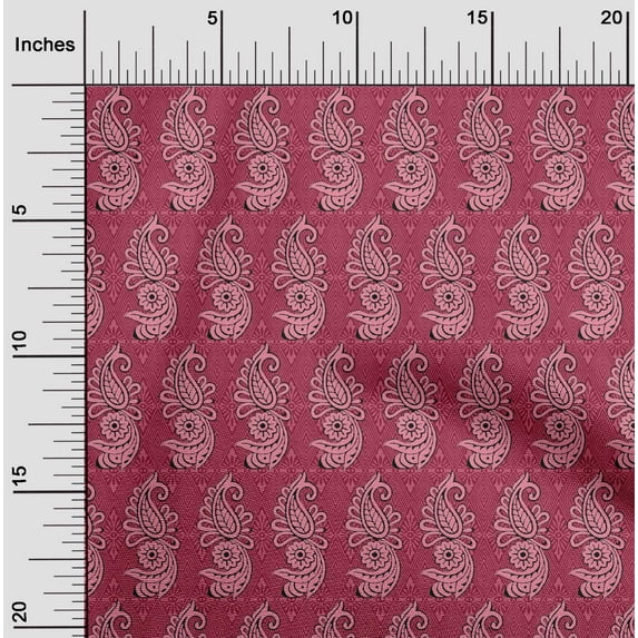 oneOone Cotton Poplin Carmine Red Fabric Geometric|Paisley & Floral Block Diy Clothing Quilting Fabric Print Fabric By Yard 56 Inch Wide