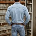 thumbnail image 5 of Fwqbns Men's Western Button Down Long Sleeve Denim Shirt, Lightweight Stretchy Fabric, Casual & Outdoor Wear, Available in Multiple Colors, 5 of 8