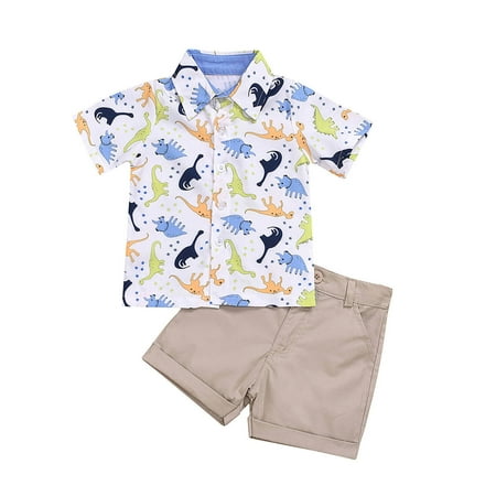 

Penkiiy Toddler Baby Boys Fashion Short Sleeve Blouse Dinosaur Print Retro Shorts Gentleman s Suit Toddler Boys Shorts Set 6-12 Months Khaki On Sale