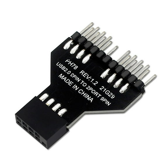 USB 2.0 9 Pin Splitter for Motherboard 1 to 2 Extension Adapter for Connecting RGB Lamp Fan Parts