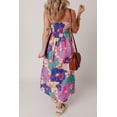 thumbnail image 2 of Women's Purple Floral Print Shirred Spaghetti Strap Loose Maxi Dress - Effortlessly Chic Summer Dress | [ZhiHiMeRi] | (US 12-14)L, 2 of 12