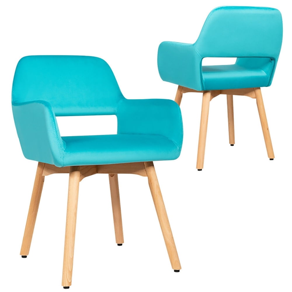 Finihen Accent Chairs, Set of 2 Modern Accent Armchairs, Modern Upholstered Living Room Chair, for Bedroom, Office, Cafe, Blue