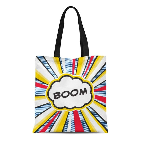 NUDECOR Canvas Tote Bag Comic Boom Pop Inspired of Explosion Book Hero Super Reusable Shoulder Grocery Shopping Bags Handbag