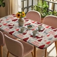 thumbnail image 3 of Christmas Tree Table Cloths for 3 Foot Rectangle Tables, Buffalo Plaid Xmas Elk Snowflake Vintage Patio Waterproof Elastic Fitted Tablecloths, Washable Rectangular Table Cover for Camping, 3 of 8