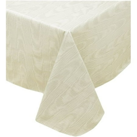 

Newbridge Beige Moire Wavy Solid Color Print Heavy Gauge Vinyl Flannel Backed Tablecloth IndoorOutdoor Tablecloth 52 Inch x 52